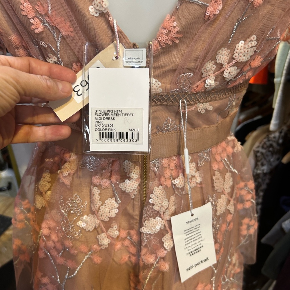 Self-Portrait Pink Floral Midi Dress - Picture 12 of 12